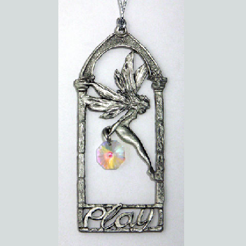 Suncatcher - Play Fairy - Pewter with Crystal