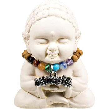 Buddha with Namaste Chakra Necklace - Gypsum 2.5"