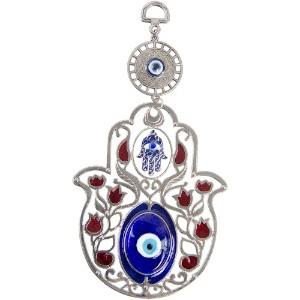 Fatima Hand Evil Eye Protection with Red Flowers