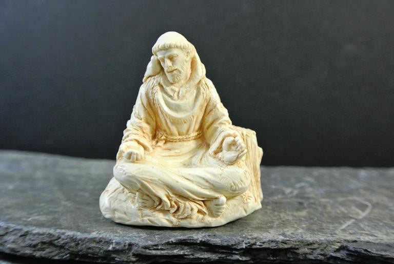 western mysteries statue - st. francis meditating - 2"