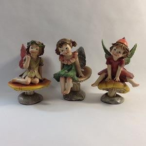 Figurine - Fairy on Mushroom - 3 Different Poses