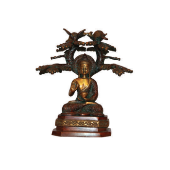 Buddha Beneath the Bodhi Tree - Brass 10"