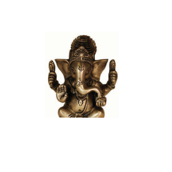 Ganesha Seated - Brass & Red 4.5"