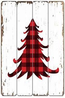 Tree in black and red plaid