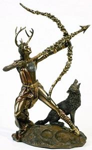 Artemis and Wolf statue