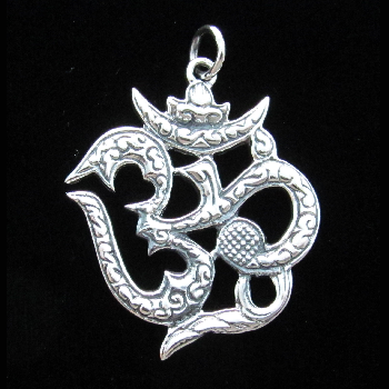 Pendant - Om with Textured Detail - Sterling Silver