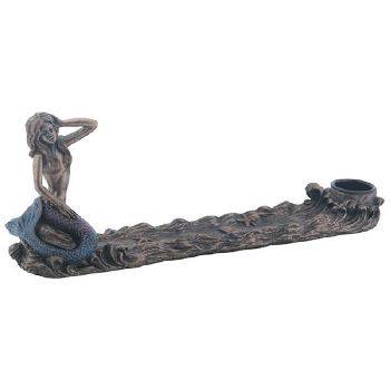 Bronze Mermaid Incense Burner 9.5"