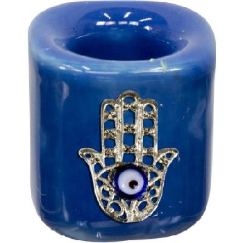 Spell Candle Holder - Hand of Fatima - Ceramic 1.25"