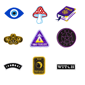 evil Eye, mushroom, spellbook, moth,"i want to believe" Boos Witch, Moon Phases, The Moon, Witch