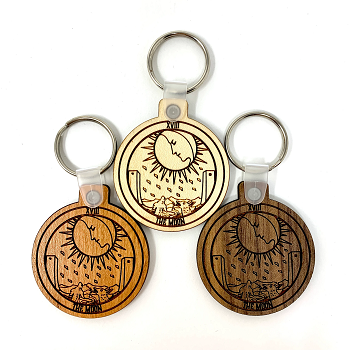 Wooden Tarot Key Chain - The Moon and The Star