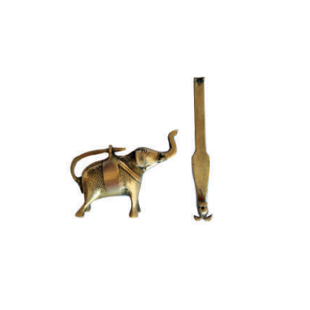 Elephant Lock and Key - Brass 3"