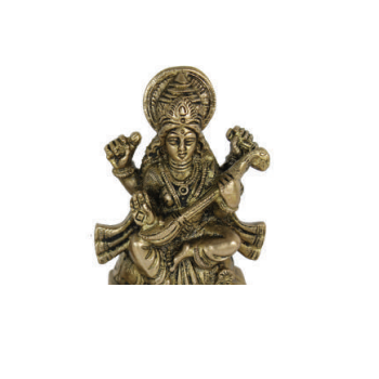 Saraswati Statue - Brass 4"