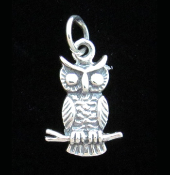 Pendant - Owl on Branch - Sterling Silver