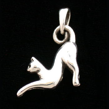 Pendant - Cat Hanging from Tail - Sterling Silver