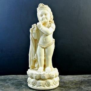 vedic statue - baby krishna playing flute - 5.5"